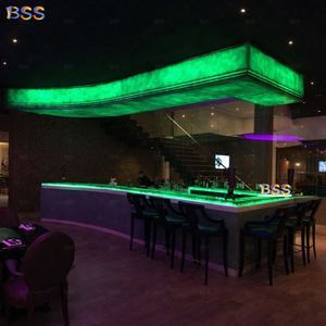 Barra de <span class=keywords><strong>Bar</strong></span> de Ónix Verde para Restaurante, Mármol Translúcido, Diseño Interior de <span class=keywords><strong>Bar</strong></span> Curvo Moderno - Product Image 2