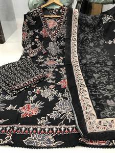 คอลเลคชั่นฤดูร้อนใหม่สำหรับชุดสตรี ผ้าจอร์เจตต์เนื้อหนา ป้องกันไฟฟ้าสถิตย์ ชุดคุर्ติ-เพนท์ปักลาย ดีไซน์ทันสมัยสไตล์ชาติพันธุ์ - Product Image 5