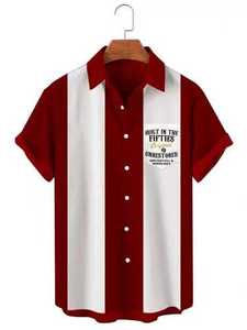 T-shirts pour hommes, mode, motif personnalisé, t-shirt entièrement rayé, 100% coton, col camp, t-shirt plage ananas - Product Image 6