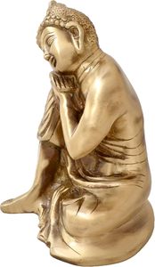 Statue de Bouddha en laiton, laiton pur, élégante, objet de décoration pour la maison et le bureau - Product Image 3