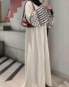 Abaya traditionnelle musulmane, robe longue islamique modeste, cardigan pour femmes, broderie en soie, ouverte, anti-rides, faite à la main, prière, Dubaï - Product Image 1