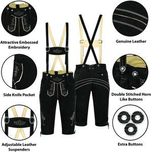 Shemax Trachten Shorts pour hommes Lederhosen Shaded Grey OEM Custom New Bavarian Oktoberfest Lederhosen - Product Image 2