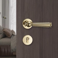 Serrure de porte de chambre dorée style rétro français, poignée magnétique silencieuse pour porte en bois, poignée de porte intérieure divisée pour usage domestique