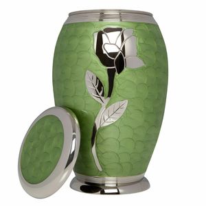 Urna Funeraria de Metal Sólido con Grabado de Rosa Plateada, Color Personalizado, para Cenizas de Adultos, Mascotas y Humanos, Urnas de Entierro - Product Image 5