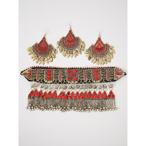 ชุดเครื่องประดับงานแต่งงานของอัฟกานิสถานสำหรับผู้หญิงสร้อยคอต่างหูต่างหูแบบแฮนด์เมดดีไซน์แบบแหวน - Product Image 2