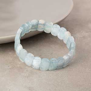 Bracelet en pierre naturelle d'aquamarine à coupe large - Product Image 1
