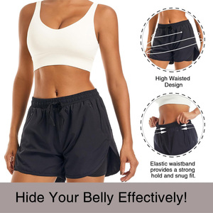 Short de gym pour femme 2 en 1 tenue d'été respirante vêtements d'entraînement de course avec impression personnalisée du logo OEM et vêtements de marque privée - Product Image 6