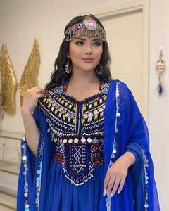 Latest Vintage Modest Floral Embroidery <b>Lace</b> Zipper Dress Tassel Ruffle Wholesale Price for All Seasons Afghani Party Dress - Product Image 3