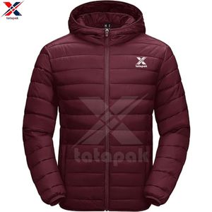 Chaqueta acolchada impermeable ligera para hombre de moda, cuello levantado, cierre de cremallera, ropa de abrigo de invierno transpirable de poliéster/nailon - Product Image 5