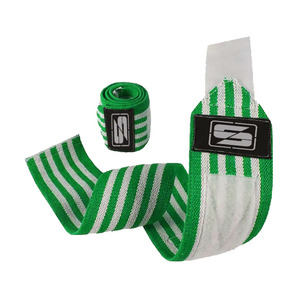 Muñequera elástica hecha a medida Saar Industries, Color verde blanco de alta calidad para levantamiento de pesas, gimnasio, entrenamiento, muñequera - Product Image 1
