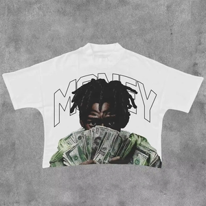 2026 New <b>Top</b> Quality <b>Cropped</b> Cut Drop Shoulder Custom DTG Print Heavyweight Cotton Collar <b>Men</b> T Shirt - Product Image 5