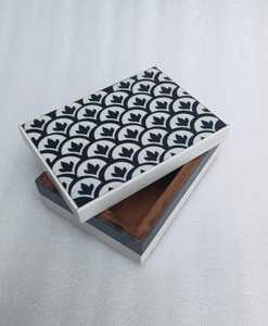 Boîtes sur mesure en incrustation de nacre et d'os exquises boîtes de rangement décoratives faites à la main avec des motifs floraux complexes pour les cadeaux - Product Image 2