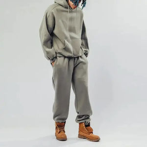 Conjunto de chándal de algodón 100% con lavado ácido personalizado, pantalones de chándal con capucha Vintage ecológicos, Jogger para invierno, lavado de piedra de alta calidad - Product Image 1