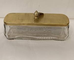 Glass and Brass box food containing with Lid and a Vintage Look customized Shape for Storing Precious Items - Product Image 3