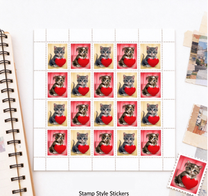 Pegatinas personalizadas de gatos y corazones – Etiquetas decorativas autoadhesivas impermeables para envolver regalos y álbumes de recortes - Product Image 5