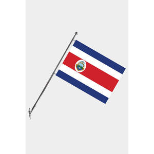 Costa Rica Wall-Mounted Telescopic Flagpole <b>Set</b> with Digital Printed Polyester Banners - Product Image 1