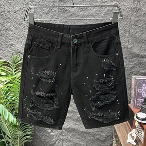 กางเกงขาสั้นผ้าเดนิมฟอกระบายอากาศได้ดีกางเกงขาสั้นของผู้ชายผ้าคอตตอนลายหิน100% 2025ใหม่ - Product Image 6