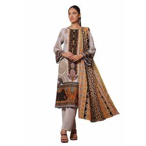 Conjunto de Traje Khaddar Gris sin Costuras para Mujer, 3 Piezas, para un Estilo Elegante - Product Image 1