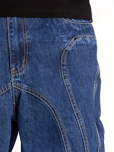 กางเกงยีนส์ขาตรงไซส์ใหญ่พิเศษสำหรับผู้ชาย, กางเกงยีนส์ทรงหลวมดีไซน์พิเศษทนทานและระบายอากาศได้ดี - Product Image 5