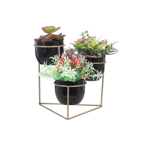 Vente en gros de jardinières triangulaires créatives en métal noir pour la maison, le jardin, jardinière sur support en or, pots de fleurs et jardinières - Product Image 1