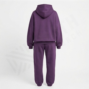 Ensemble de survêtement d'entraînement d'hiver à capuche en molleton de coton de haute qualité pour femmes, coupe ajustée, deux pièces, couleur personnalisée - Product Image 2