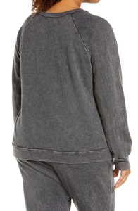 Vert fossette surdimensionné 100% coton mince personnalisé sweat shirt bouffée impression Logo personnalisé décontracté français éponge sweats à capuche pour femmes - Product Image 5