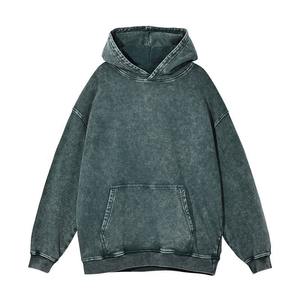 Sudadera con capucha lavada con ácido de 100% algodón pesado de alta calidad personalizada High Street Washing Old Sweater Stone Washed Vintage Hoodie - Product Image 3
