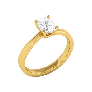Bague de fiançailles en diamant de laboratoire d'un carat, taille coussin polie F-VS2, en or massif 14K, sertie à griffes, pour le quotidien, à empiler, cadeau - Product Image 3