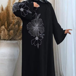 Islamic Elegant Modest Women's Traditional Muslim Clothing Formal Dubai <b>Dresses</b> with Flower Design Abayas Style <b>Kaftan</b> - Product Image 1