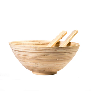 Ensemble de bols à salade élégants en bambou naturel poli, biodégradables, faits à la main, écologiques, légers et minimalistes - Product Image 2