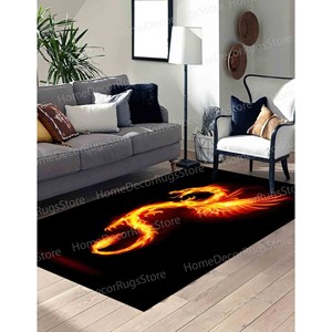 Tapis en laine patchwork coloré Dragon de Feu, écologique, en chenille, avec support en latex, cadeau pour elle, décoration traditionnelle pour la maison - Product Image 5