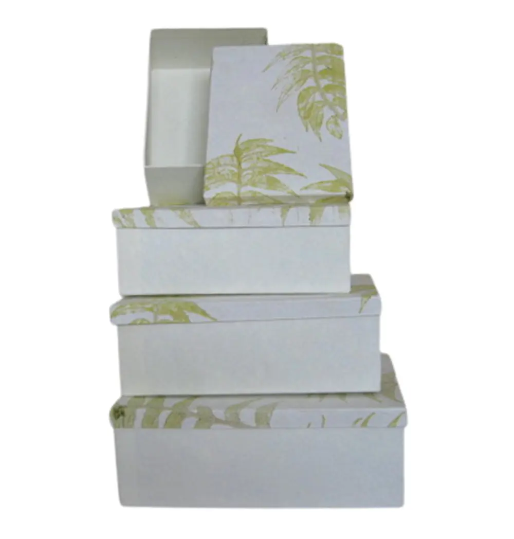 葉の印象のある最高品質の手作り再生綿紙ギフト包装ボックス