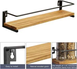 Spice <b>Rack</b> Wall Mounted, Rustic <b>Wood</b> Hanging <b>Rack</b> for Over The Stove, Kitchen Wall, 2 Pack - Product Image 5
