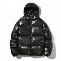 Blouson Bomber d'Hiver Élégant et Décontracté pour Homme Grande Taille Réversible Imperméable Respirant Écologique Chaud avec Capuche Brillante en Laine et Fermeture Éclair