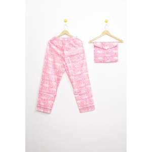 Best Cotton Beautiful Pink Floral Cotton Pajama Set Hand Block Print Women's Sleepwear Women's Comfortable Nightwear Sets - Product Image 2