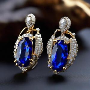 Ensemble de bijoux de luxe bijoux fins boucles d'oreilles en argent sterling 925 massif doublet de pierres précieuses pour femmes - Product Image 2