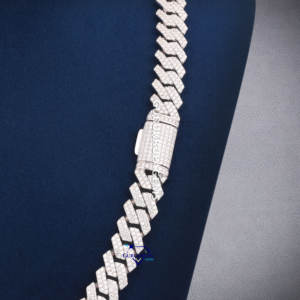 เครื่องประดับฮิปฮอปคุณภาพสูง D VVS moissanite 2แถวเชื่อมโยงคิวบาห่วงโซ่925เงินสเตอร์ลิงสร้อยคอเพชรโมอิส - Product Image 5