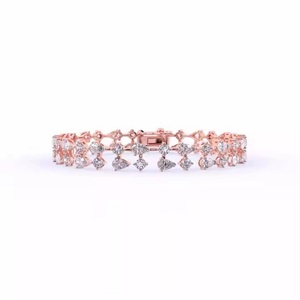 สร้อยข้อมือเพชรโมอิสซาไนท์สีทอง14K คุณภาพสูงดีไซน์เรียบง่ายน่ารักสวยงามเป็นอมตะ - Product Image 1