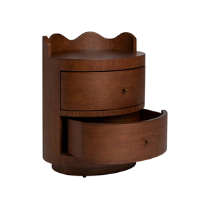 Mesa de Noche de Madera Maciza con Dos Cajones, Mesita de Noche Redonda Moderna para Dormitorio y Muebles de Hotel - Product Image 3