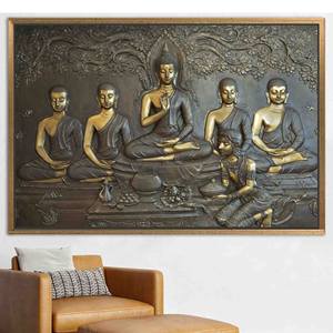 Elegant Printed Canvas Artwork - Buddha Meditation Decor for Living Room,1P:Gold <b>Framed</b> - Product Image 1