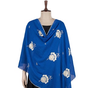 Wholesale Women Cotton Voile <b>Shawls</b> High Quality Summer Floral Rhinestone <b>Embroidered</b> Soft Lightweight Breathable Long Scarf OEM - Product Image 1