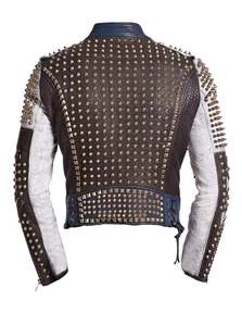 Stylish Long Winter <b>Punk</b> Style Leather <b>Jacket</b> for Men Spikes Genuine Leather Waterproof Breathable Customizable Logo Design - Product Image 2