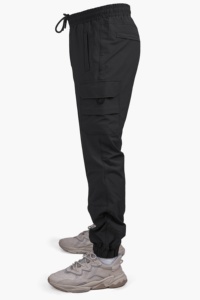 Pantalon tactique skinny pour homme en noir, 100% coton, décontracté, taille mi-haute, lavage foncé, confortable, ajustement flexible pour une mobilité accrue - Product Image 3