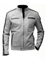 Chaqueta de Invierno Delgada de Piel de Oveja de Alta Calidad Personalizada OEM, Chaqueta Bomber Moderna para Hombre con Cuello Alto Reversible
