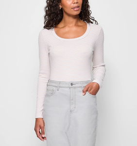 Venta al por mayor 100% algodón manga larga cuello redondo acanalado opción multicolor buena calidad 160 GSM Regular Fit camiseta para mujer - Product Image 1