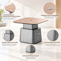 Table de réunion carrée de luxe avec structure en MDF et surface en pierre frittée pour espace de réception de bureau