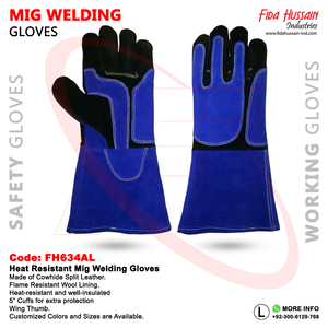 Gant de sécurité en cuir fendu à motif long résistant à la chaleur de qualité supérieure Gants en cuir de vachette Gants en cuir - Product Image 6