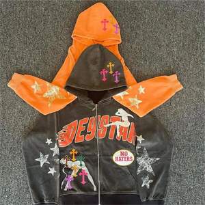 Sweat à capuche streetwear vintage avec logo personnalisé vente en gros 100% coton fermeture éclair taille XS impression numérique de qualité personnalisée hommes hiver - Product Image 2