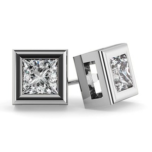 Pendientes de tuerca con corte princesa HEP59, diamante cultivado en laboratorio de 0.30 ct en platino, para fiestas, de lujo - Product Image 2