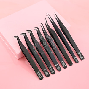 Pince à épiler pour extensions de cils, pointe en fibre, courbure lune, légère, isolation 45/90 degrés, en acier inoxydable, nouvelle arrivée - Product Image 1